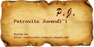Petrovits Juvenál névjegykártya